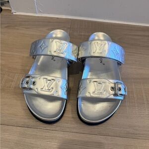 Louis Vuitton Bom Dia Sandals Silver 38